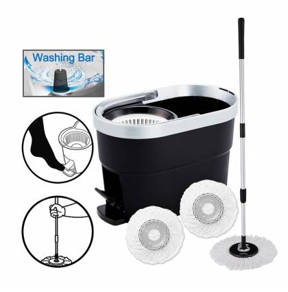 Supamop P600 Premium Version Spin Mop Set  Foot Press Hand Press Spin and Washing Bar in One Mop Set