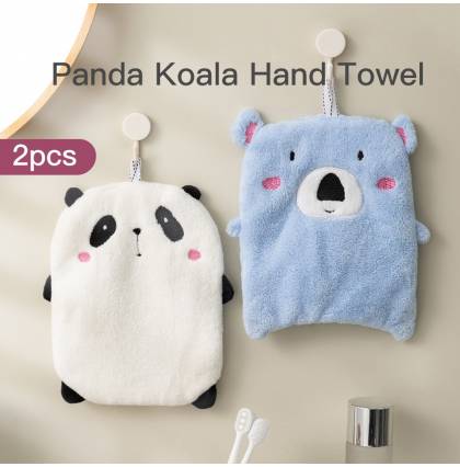 [2pcs/set]Panda Koala Hand Towel Super Absorbent Thickened Towel Coral Velvet Handkerchief 2 Designs