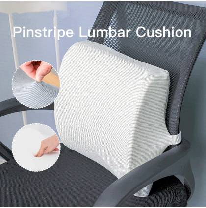 Pinstripe Lumbar Cushion Comfortable Chair Sofa Car Seat Backrest Memory Foam Filling Cotton Cover With Elastic Band
