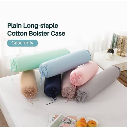 Plain Long-staple Cotton Bolster Case Neck Roll Round Bolster Cover Pillowcase M Size 28x85cm L Size 38x108cm