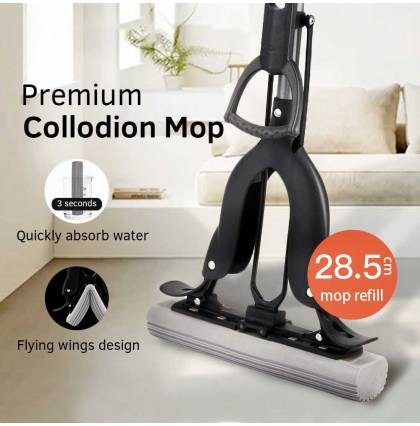 Supamop Premium Collodion Mop Wet and Dry Dual-Use Mop Quick Dry PVA Sponge Mop Set 28.5cm Mop Head