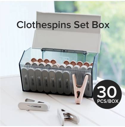 [30Pcs/Box] Random Colour Clothespins Set Box Plastic Clip Strong Windproof Peg Non-slip Bedsheet Clothes Towel Clamp