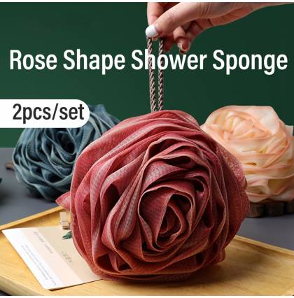 [2pcs]Rose Shape Shower Sponge Bath Puff Body Loofah Bath Ball Skin-friendly Body Scrubber 13x8cm