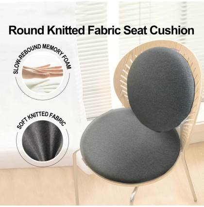 Round Knitted Fabric Seat Cushion Memory Foam Filling Soft Breathable Fabric Floor Cushion for Chair Sofa 40 x 40cm
