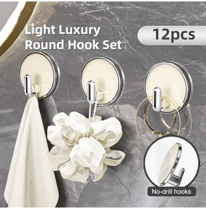 [12pcs] Round luxury hooks Light Luxury Linked Hooks Kitchen Bathroom Storage Hanging Household Accessories