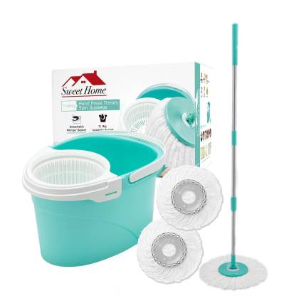 SupaMop Trendy S220 Hand Press Spin Mop Set Spin Manual Press Dehydrate System Cleaning