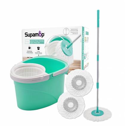 SupaMop Trendy S220 Hand Press Spin Mop Set Spin Manual Press Dehydrate System Cleaning