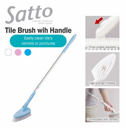 Japan Condor Satto Tile Brush with Handle Bathroom Kitchen Floor Cleaning