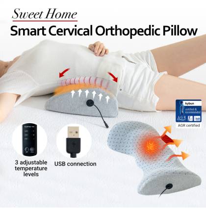 Smart Cervical Orthopedic Pillow Memory Foam 3 Adjustable Temperature Levels USB Connection Heating Lumbar Support Pad
