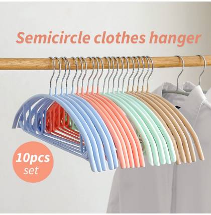 [Bundle of 10] Soaked-plastics Clothes Hanger Wardrobe Closet Hanger Camisole Hook Semicircle Non-slip Clothing Rack