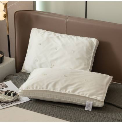 Soft Silk Protein Pillow Cooling for Hair and Skin Beauty Sleep Bed Gift, Queen (1 Pack, Natural White)
