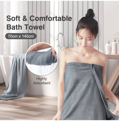 Soft and Comfortable Bath Towel Coral Fleece Highly Absorbent Solid Color Shower Towel 70cm x 140cm