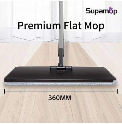 Supamop Premium Super Flat Mop Narrow Cleaning Wiper Telescopic Mop Stick 36cm Supersize Mop Pad