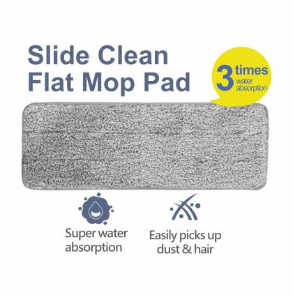 Supamop Slide Clean Flat Mop Pad Handwash Free Superfine Fiber Refill 3 times Super Water Absorption