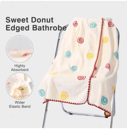 Sweet Donut Edged Bathrobe Soft And Absorbent Bath Dress Home Bath Robes 80cm x 140cm