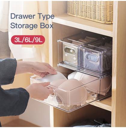 Multi-purpose Storage Box Transparent Drawer Storage PET Material Fridge Bedroom Kitchen Storage Box 3L/6L/9L