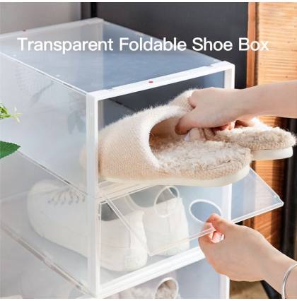 Transparent Shoes Storage Box Foldable Shoes Container Stackable Shoe Box Multi-purpose Organizer