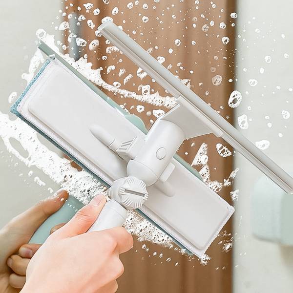 U-Shape Telescopic Window Cleaner Brush - High Rise Glass Cleaning Tool With Extendable Pole (Up To 1.4m)