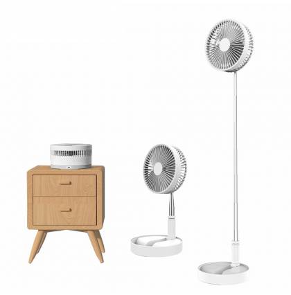 Portable USB Rechargeable Foldable Fan Adjustable Height Built-in 7200mAh Battery Folding Retractable Telescopic Fan