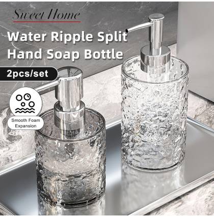 【2pcs/set】Water Ripple Split Hand Soap Bottle Multipurpose 400ml Foaming Soap Shampoo Refillable