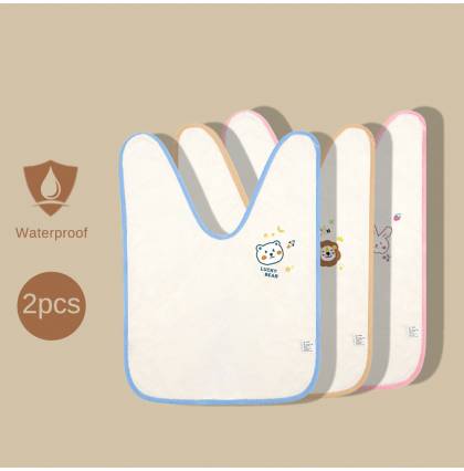 [ 2pcs ] Waterproof Cotton Baby Bibs for Baby Over 1 Year Old for Drooling Eating Teething with Snaps