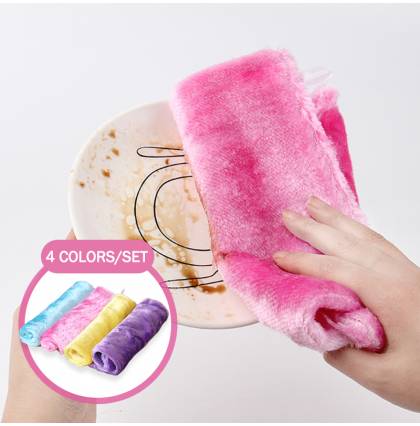 [4pcs/Set]Wood Fiber Oil Resistant Cleaning Cloth Thick Absorbent Dish Towels All Purpose for Home