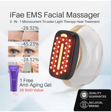 iFae 3-in-1 Light Therapy for Face Portable Face Lift Device 90-Second Skin Rejuvenation Microcurrent Facial Massager