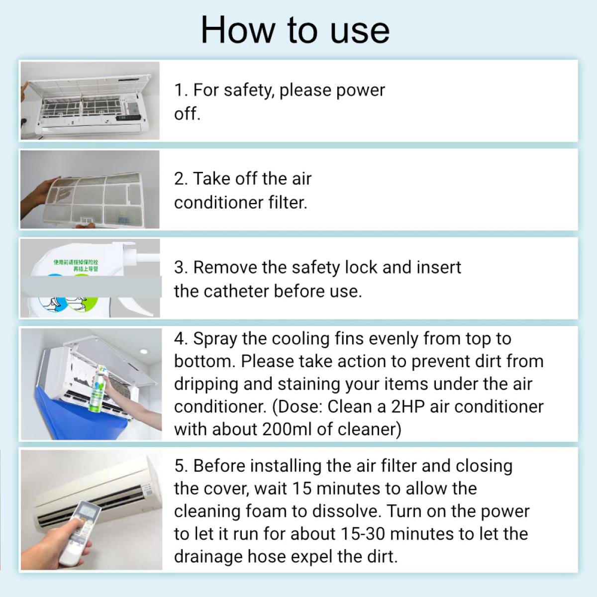 Cleafe Air Conditioner Cleaner Aircon Spray Cleaner Deep Cleaning 99.99 ...
