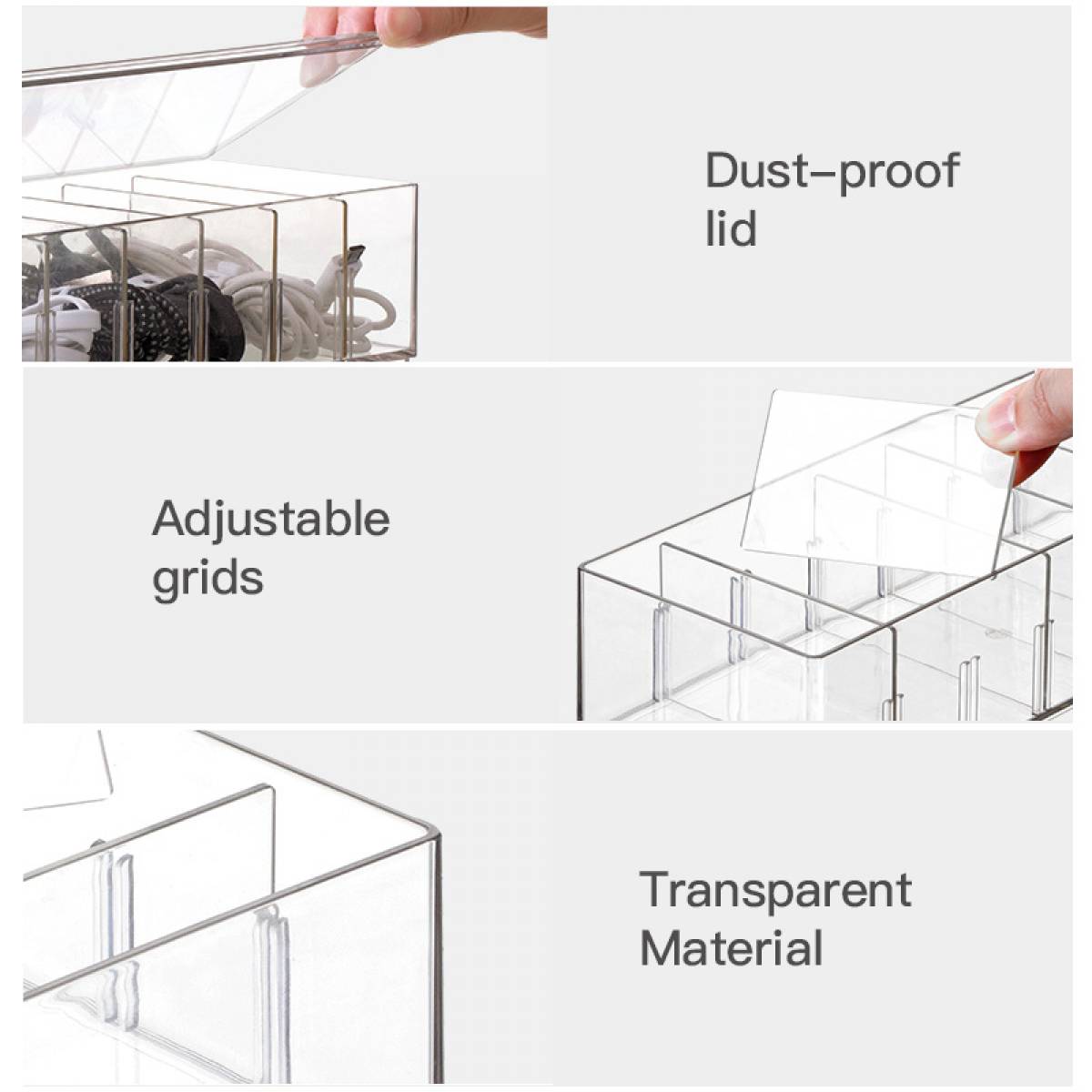 Data Cable Storage Box Charging Cable Organizer Transparent Multi ...