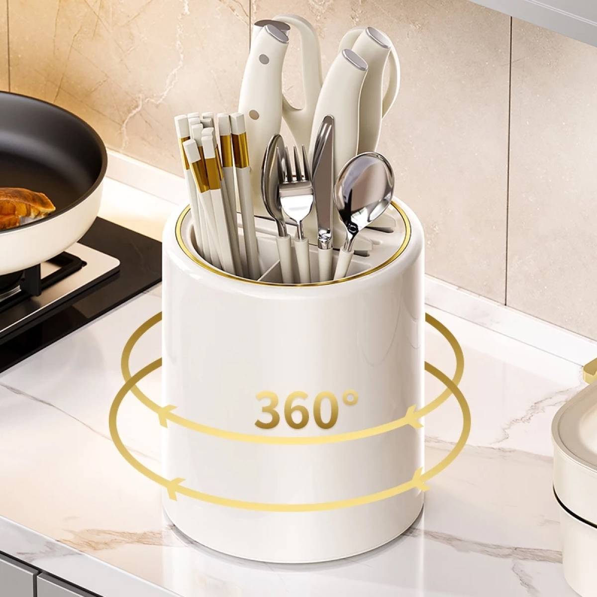Rotating Knife Rack 360 Rotating Kitchen Utensils And Cutlery Organizer ...