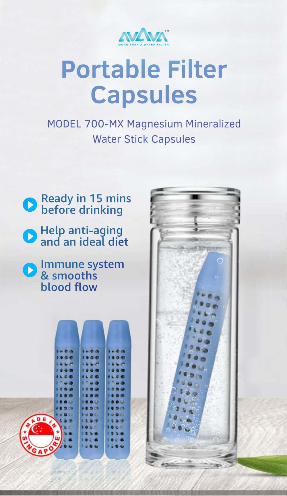 Avava AVAVA Portable Filter Stick Capsules Hydrogen Water Enrichment ...