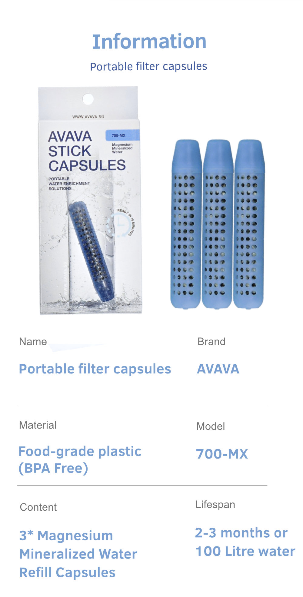 Avava Machine AVAVA Portable Filter Stick Capsules Hydrogen Water Enrichment ...