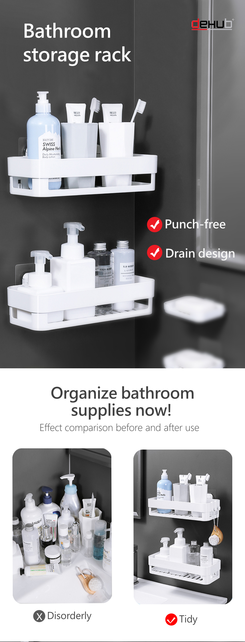 KOREA DeHUB Bathroom Storage Rack Toothbrush Cup Holder Kitchen ...