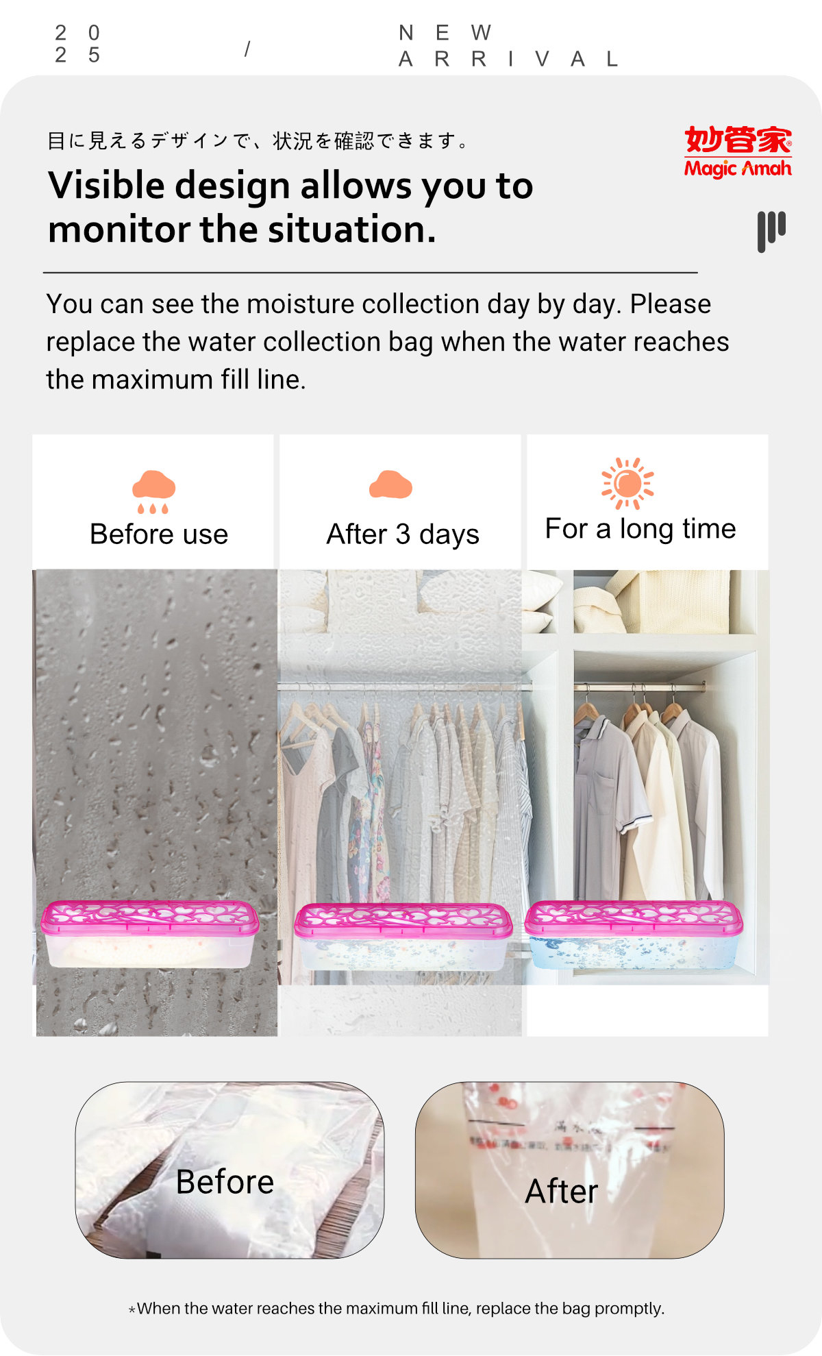 [2Pcs/Set] Magic Amah - Moisture Absorber BoxReusable Water ...