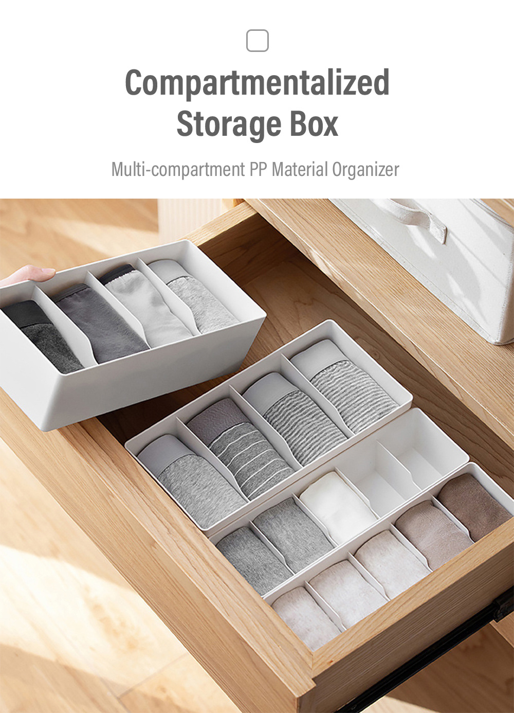 Multi-compartment Organizer PP Compartmentalized Storage Box Socks ...