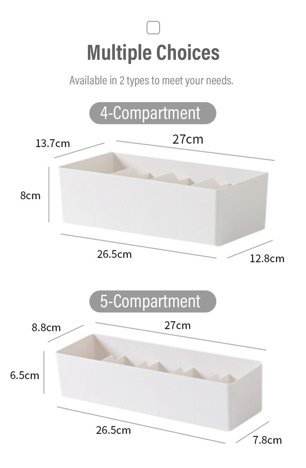 Multi-compartment Organizer PP Compartmentalized Storage Box Socks ...