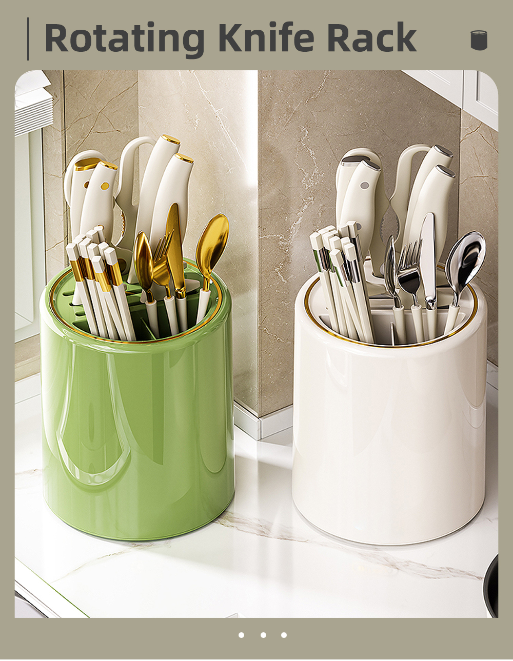 Rotating Knife Rack 360 Rotating Kitchen Utensils And Cutlery Organizer ...